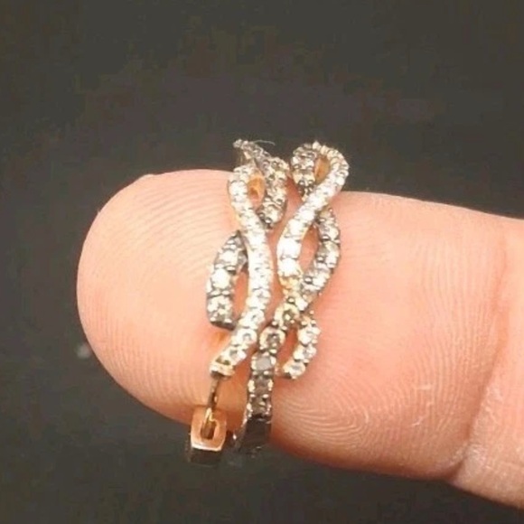 Le Vian 14K Rose Gold 3/4ctw VS/G Natural Diamond Twist Hoop Huggie Earrings - Picture 13 of 15